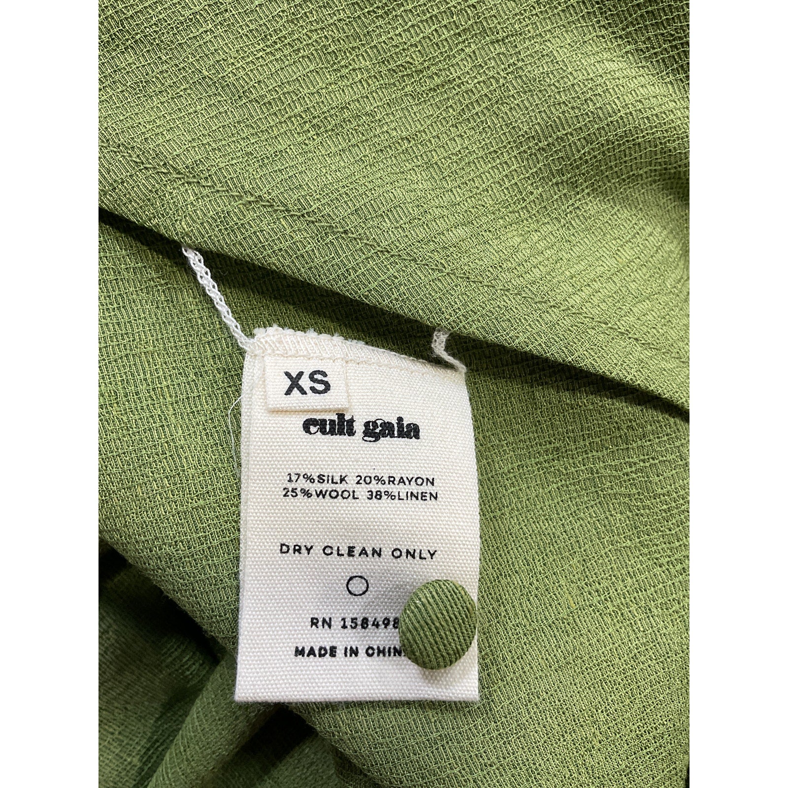 Cult Gaia 'Willow' Green Linen Dress Size XS