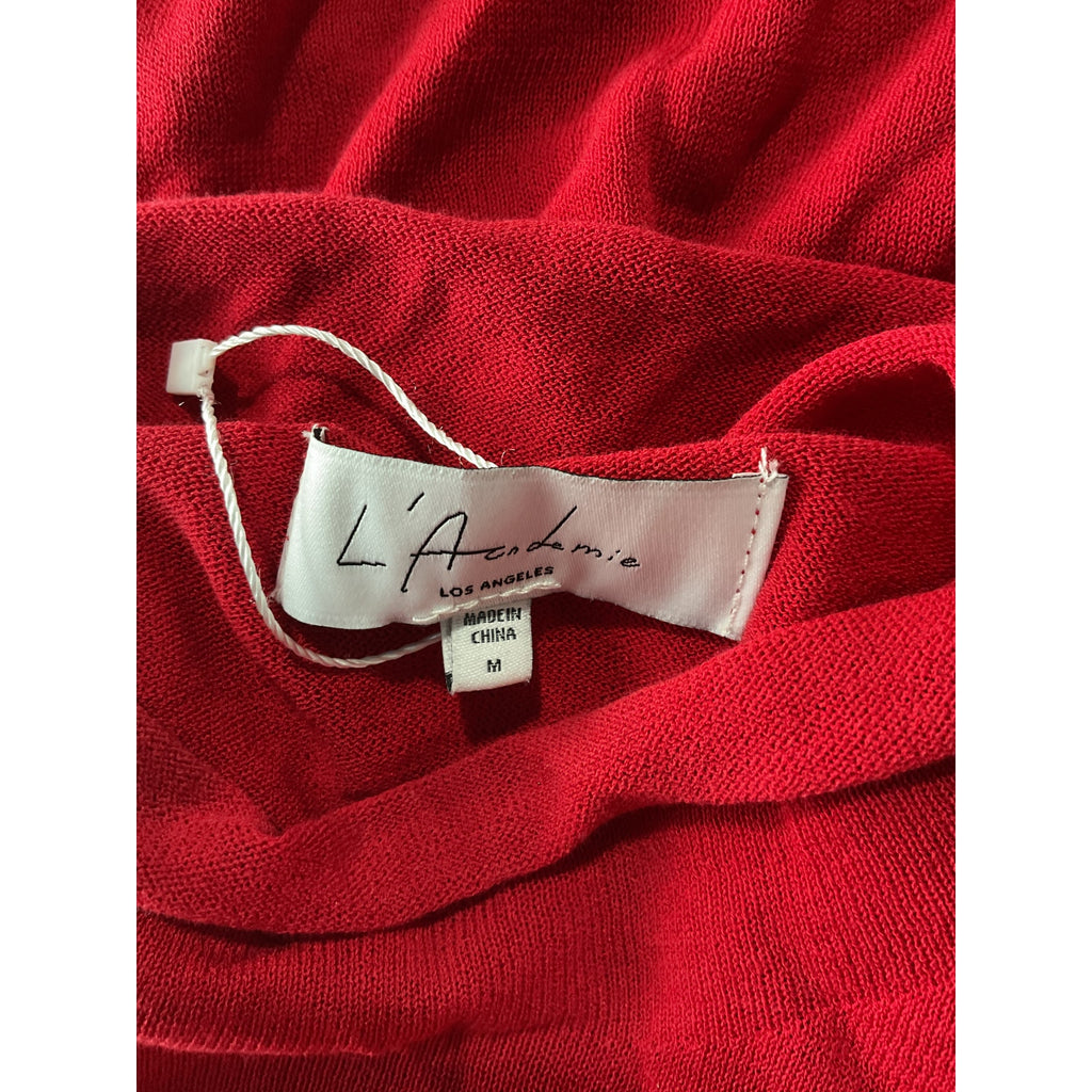 L'Academie 'Eldon' Red Cotton Sheer Sleeveless Turtleneck Top Size M