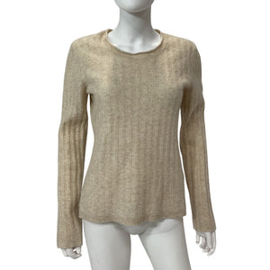 Naadam Cozy Oatmeal Cashmere Ribbed Sweater Size M