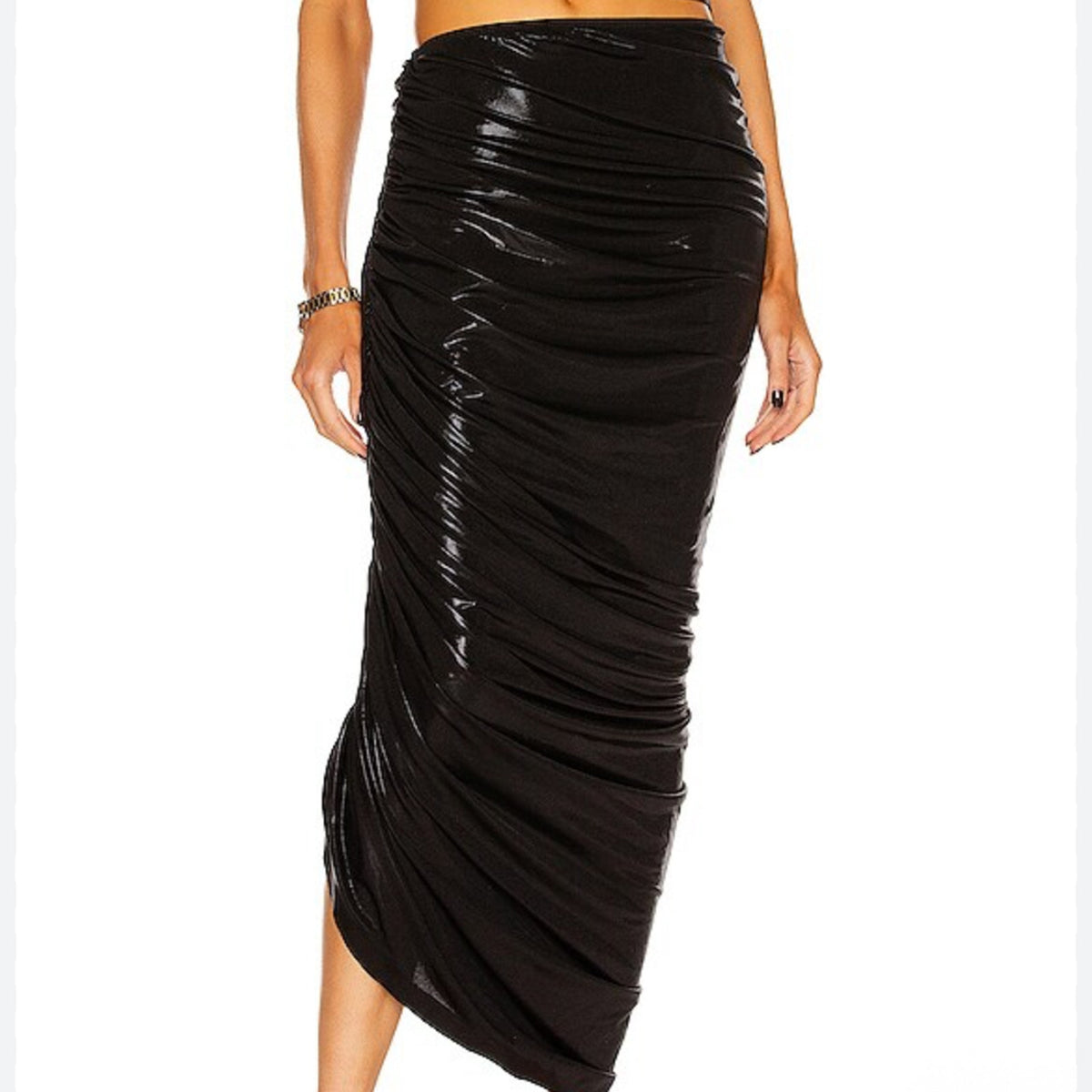 Norma Kamali Ruched Black Diana Skirt Size S