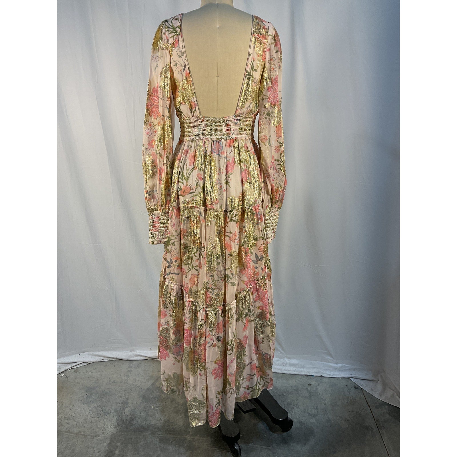 Hemant And Nandita 'Pria' Pink Long Sleeve Maxi Dress Size M