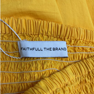 Faithfull The Brand Smocked Yellow Madella Midi Dress Size M