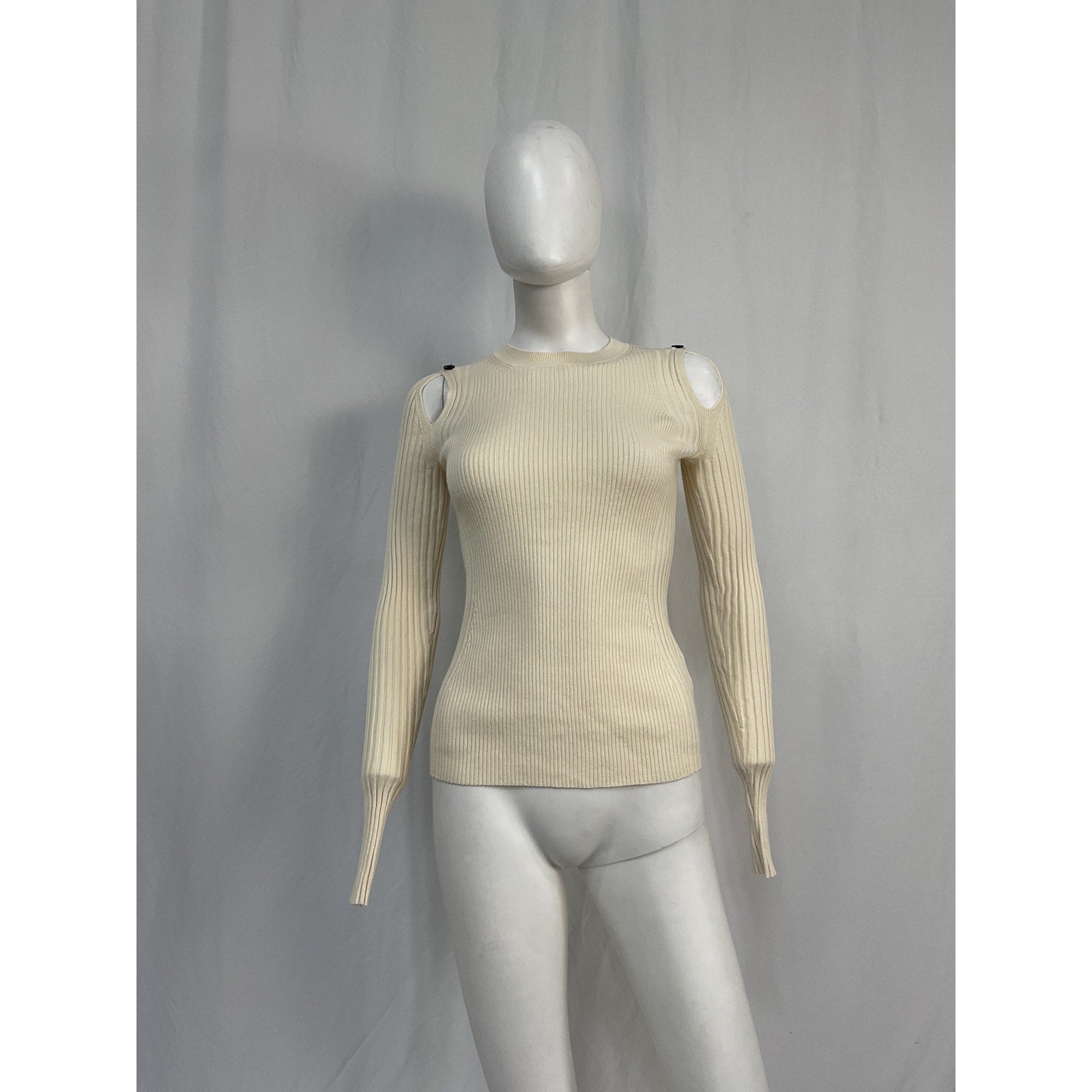 Proenza Schouler Cashmere Cream Cotton Button Sleeve Sweater Size XS