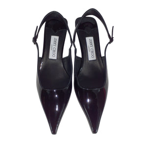 Jimmy Choo Patent Black Amel 50 Slingback Pumps Size 38 EU / US 8
