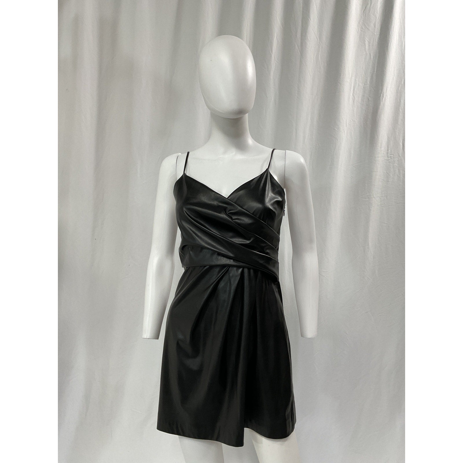 Ramy Brook 'Sonnet' Black Faux Leather Mini Dress Size 2