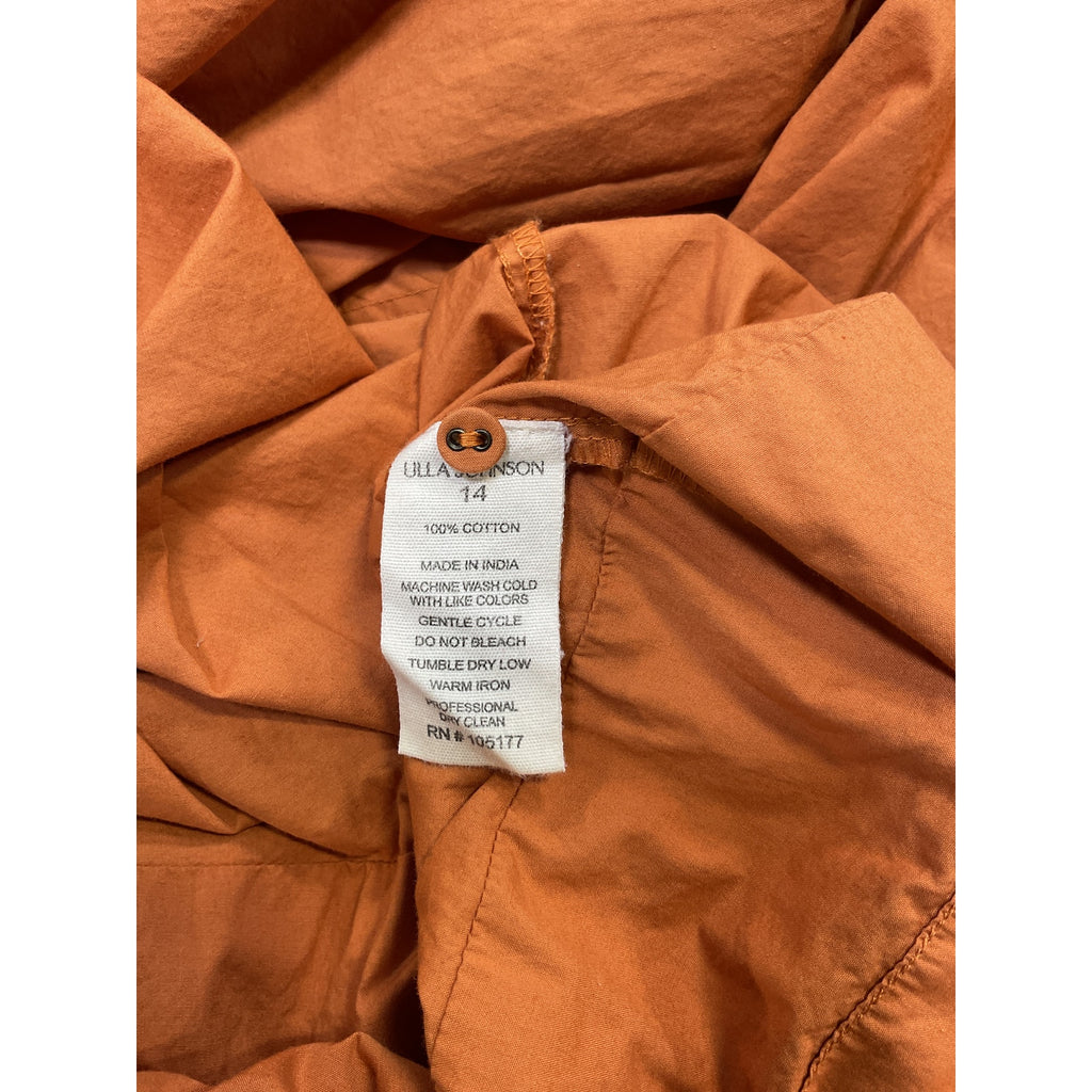Ulla Johnson 'Joni' Brown Cotton Belted Poplin Midi Dress Size 14