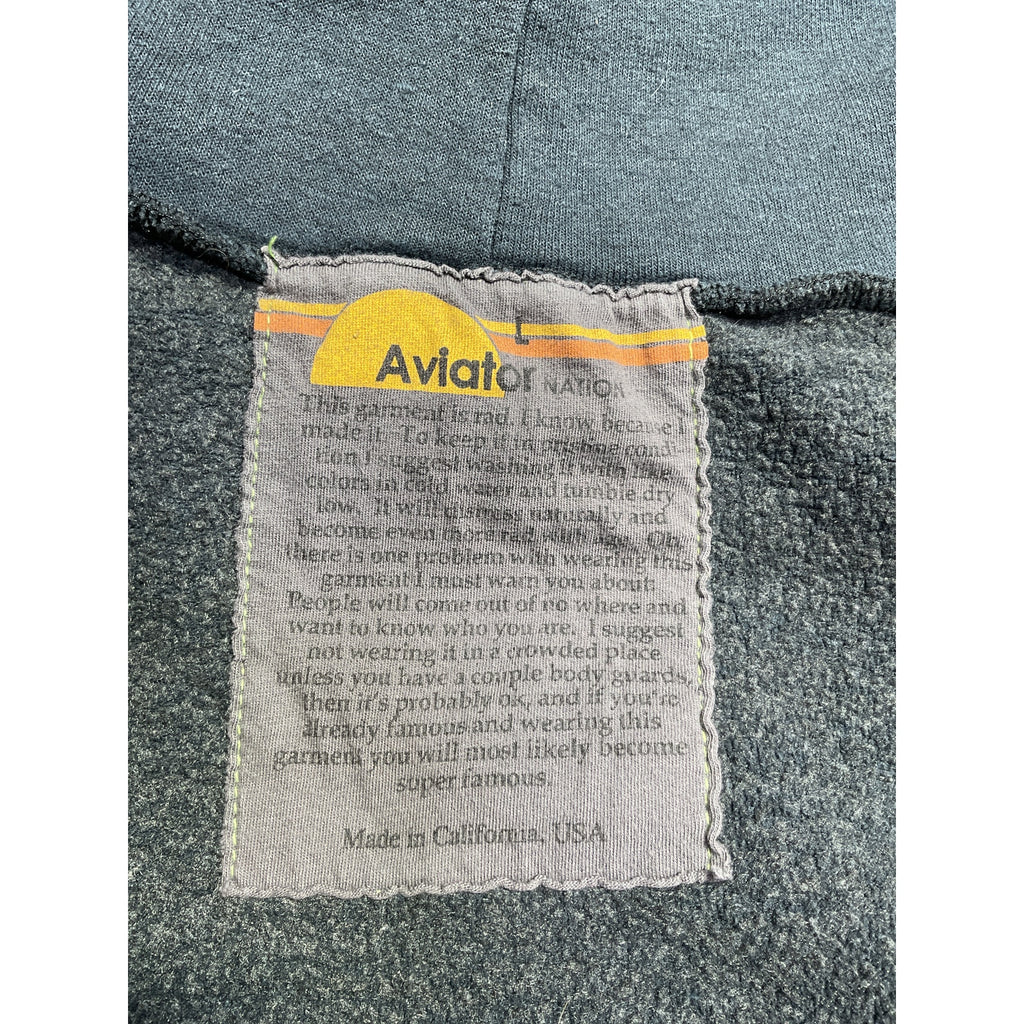 Aviator Nation 5-Stripe Blue Zip Hoodie Size L