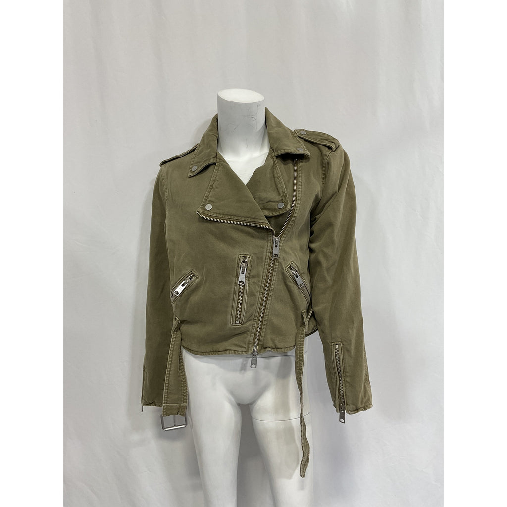 Allsaints 'Balfern' Green Denim Biker Jacket Size 8