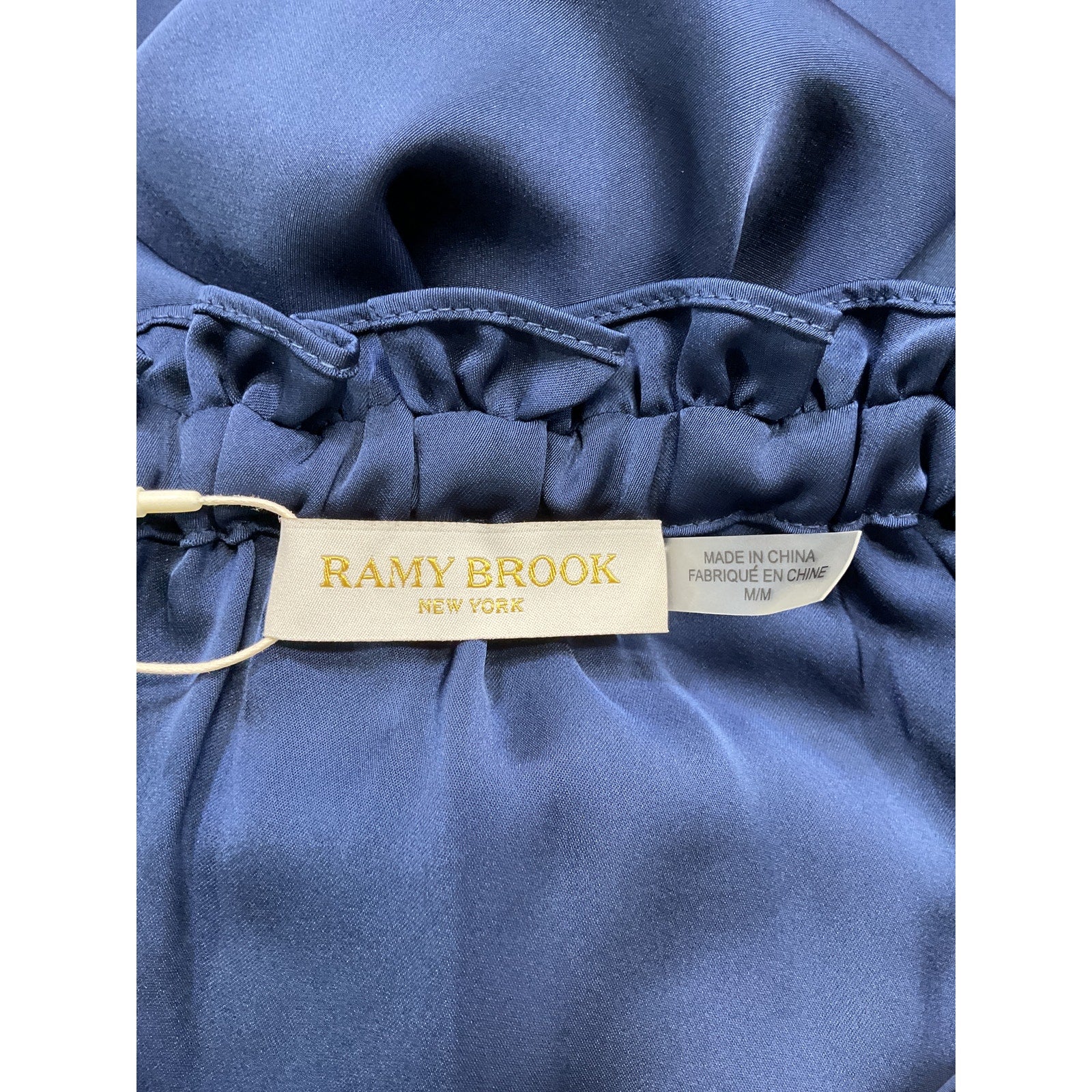 Ramy Brook 'Lee' Blue Satin Charmeuse Off Shoulder Jumpsuit Size M - NWT