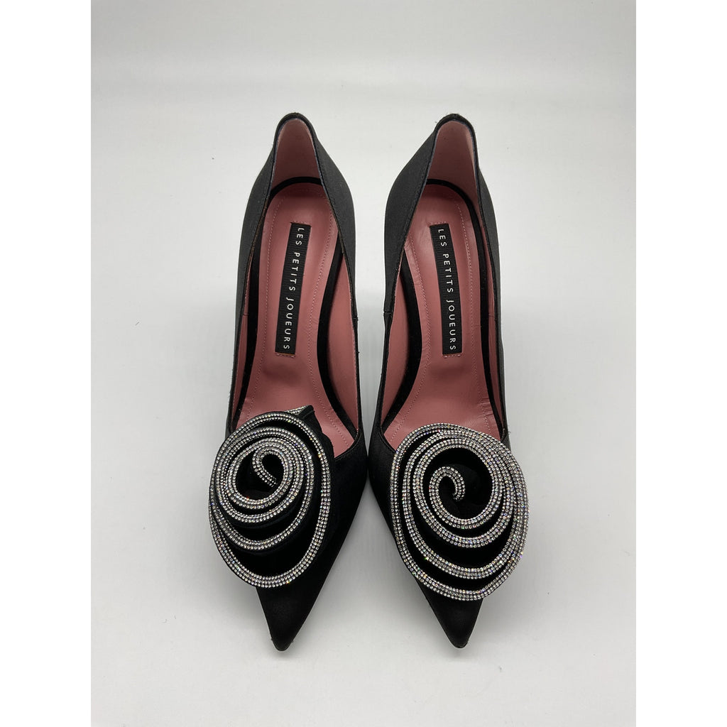 Les Petits 'Joueurs' Black Satin Marilyn Pump Size 39