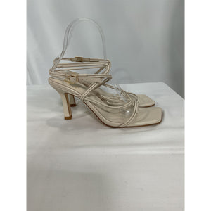 House Of Harlow 1960 White Sol Ankle Strap Square Toe Heel Size 8