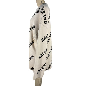 Balenciaga Oversized Cream Crewneck Sweater Size S NWT