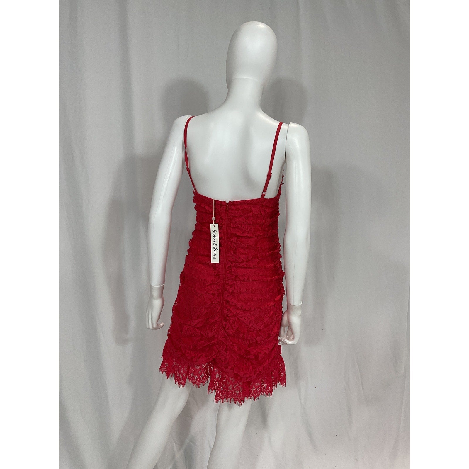 For Love & Lemons 'Della' Red Rosette Mini Dress Size L - NWT