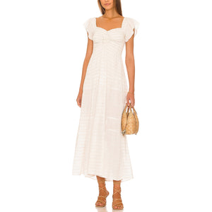 L*Space 'Lucia Beach Fling' White Linen Midi Dress Size XS