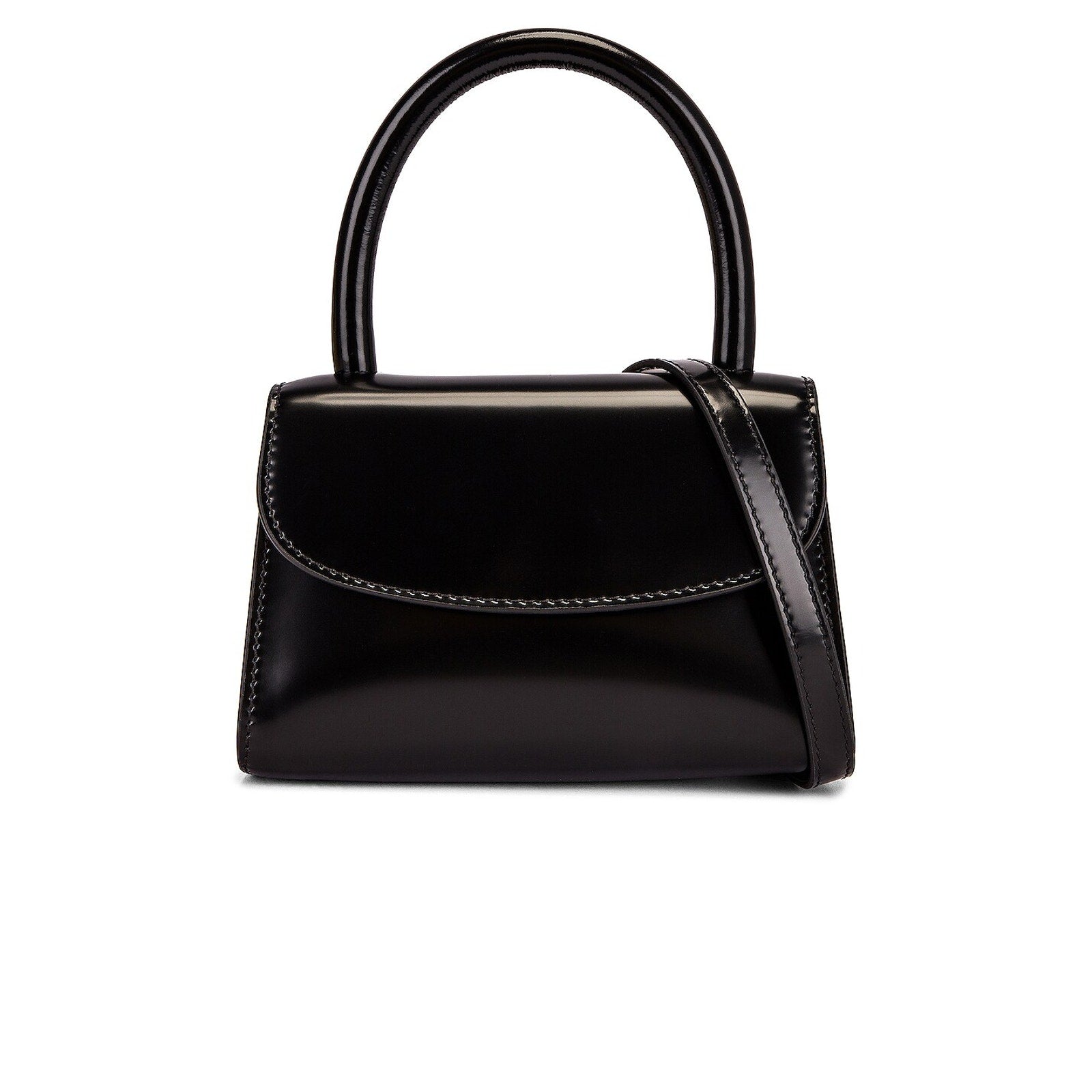 By Far Mini Semi Black Leather Bag