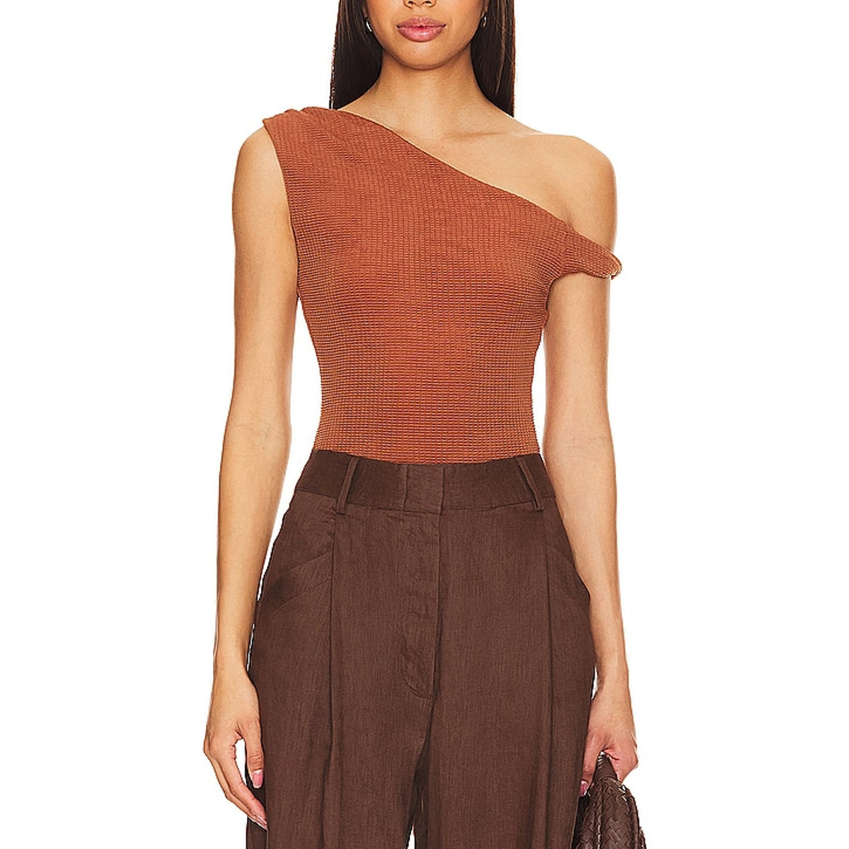 House Of Harlow 1960 Ribbed Brown Lera Bodysuit Size S