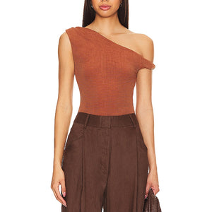 House Of Harlow 1960 Ribbed Brown Lera Bodysuit Size S