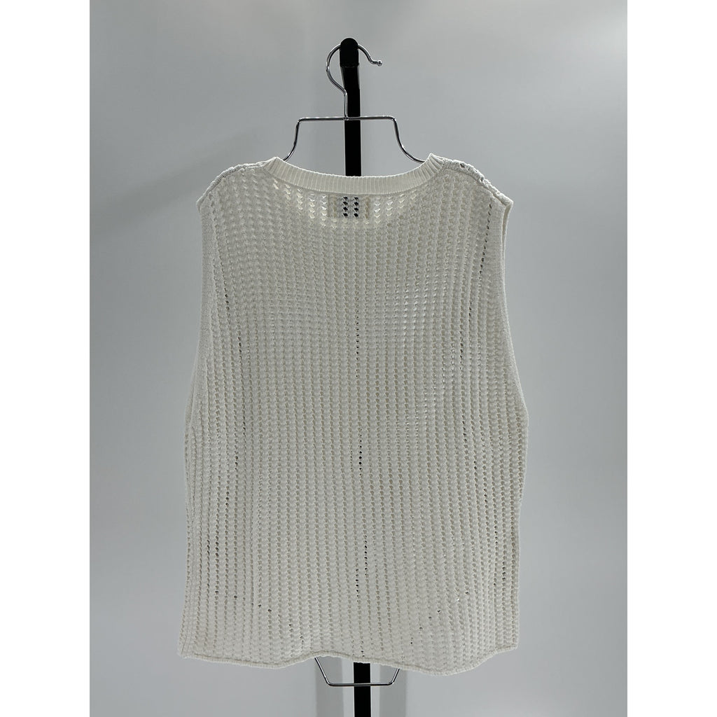 Dissh 'Denny' Off White Cotton Crochet Off White Knit Top Size L