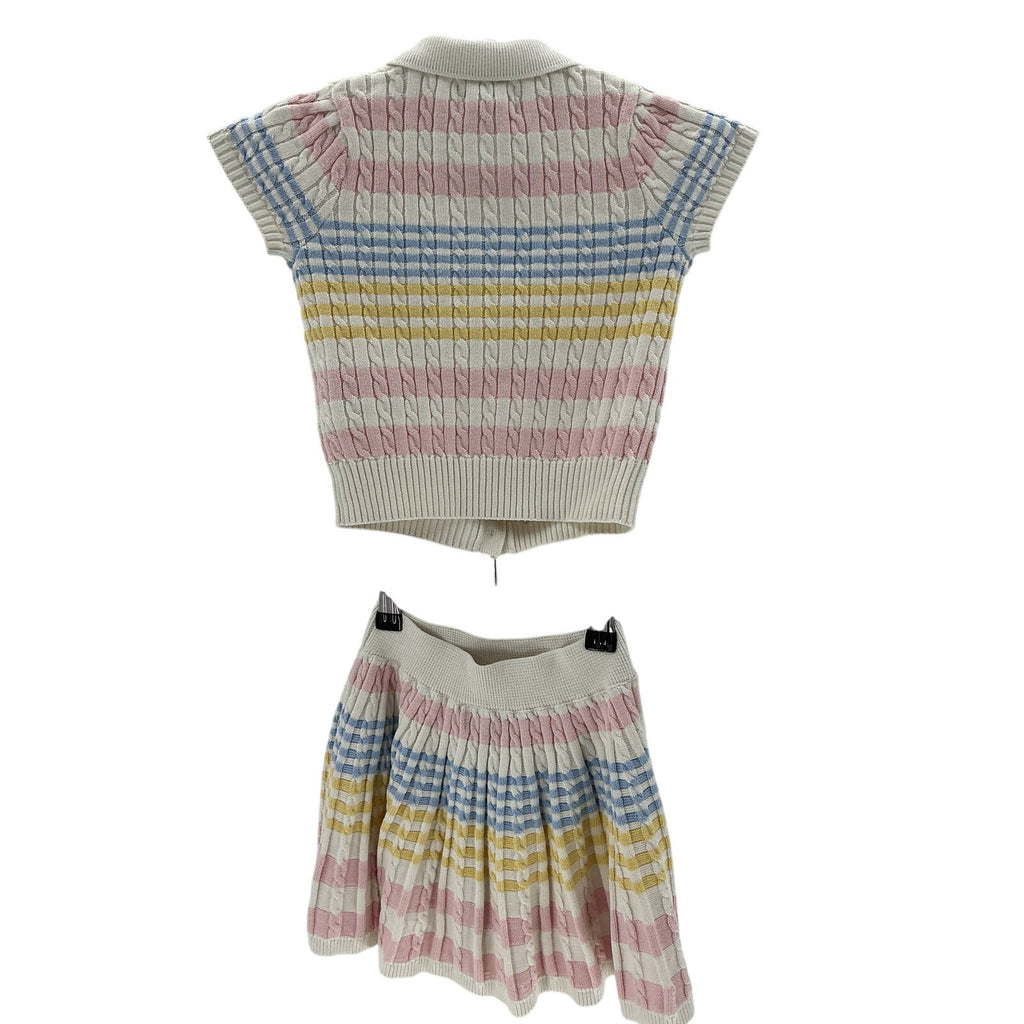 Polo Ralph Lauren Pink Cotton Striped Cable Knit Sweater Set Size 3