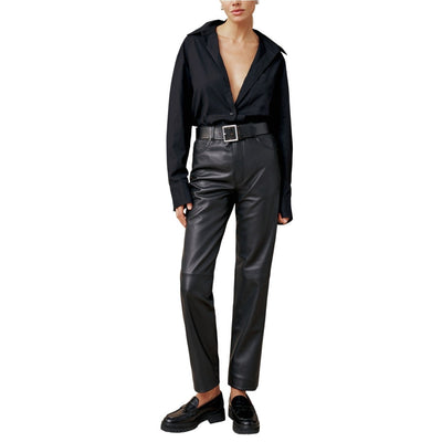 Reformation Sleek Black Cynthia Leather Pants Size 8