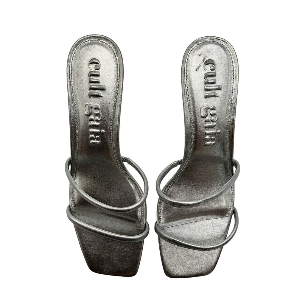 Cult Gaia 'Leora' Silver Leather Sandals Size 11.5