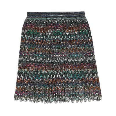 Missoni Metallic Green Chevron Knit Mini Skirt Size IT 42 / US 6