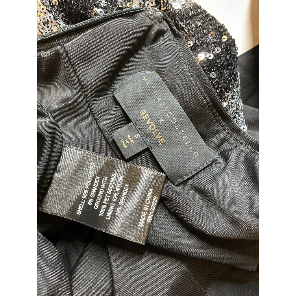 Michael Costello x Revolve 'Tori' Black Polyester Mini Dress Size S