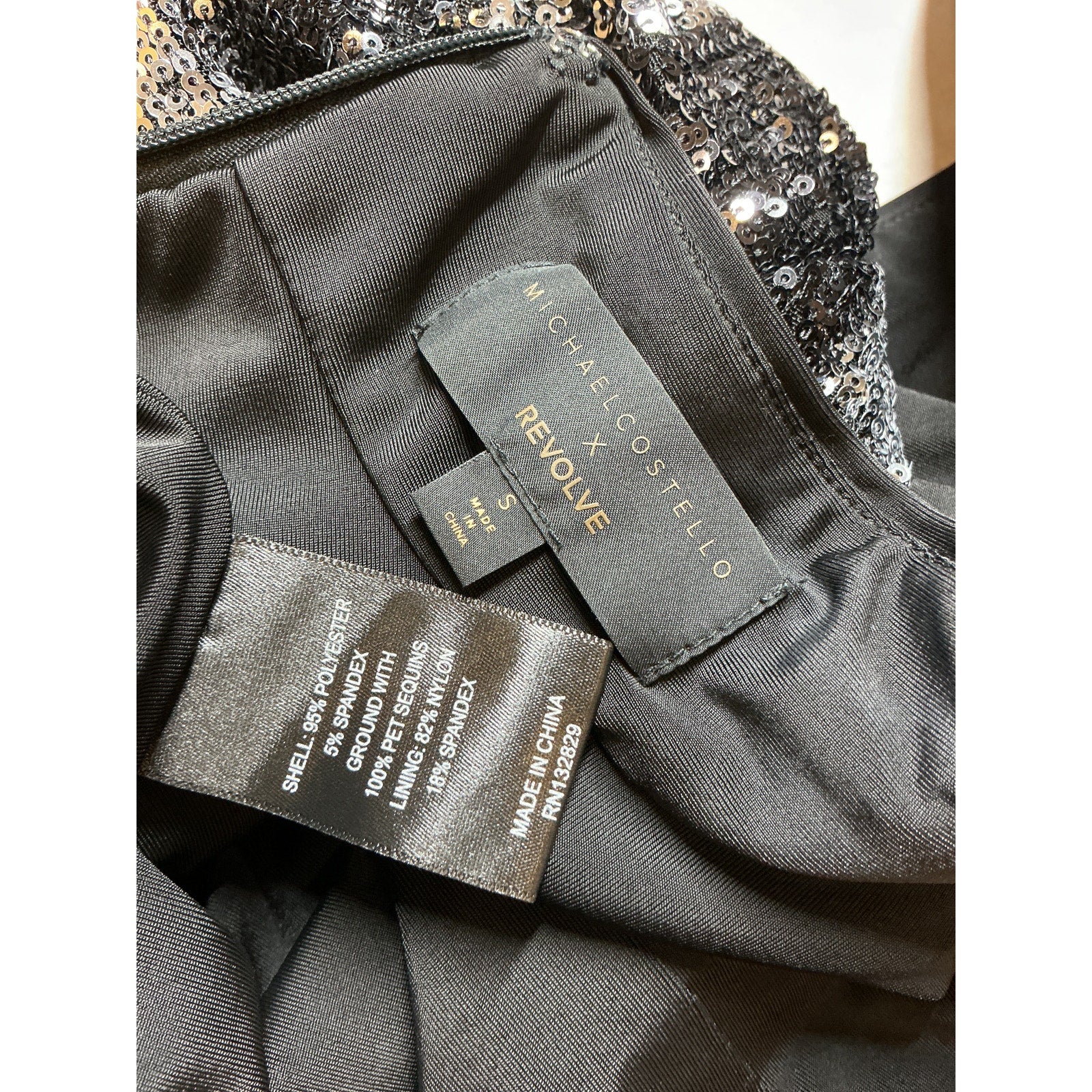Michael Costello x Revolve 'Tori' Black Polyester Mini Dress Size S