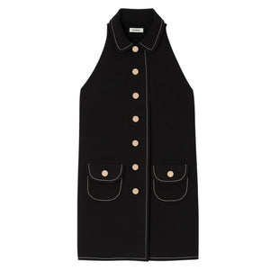 Sandro Sleeveless Black Peter Pan Collar Mini Dress Size 38