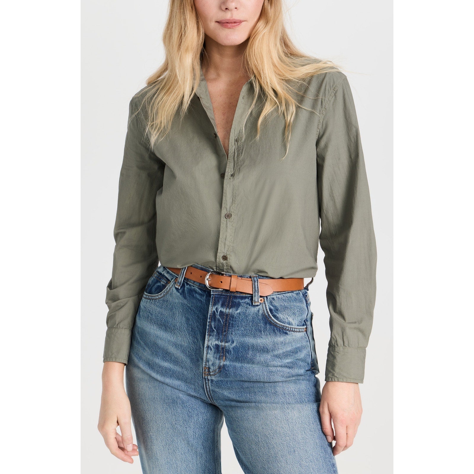 Nili Lotan 'Raphael' Green Cotton Classic Shirt Size M
