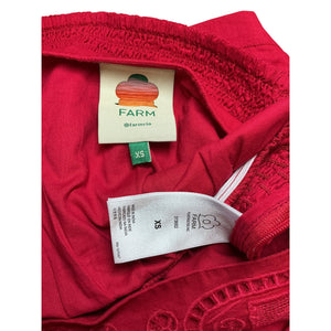 Farm Rio Embroidered Red Eyelet Blouse Size XS