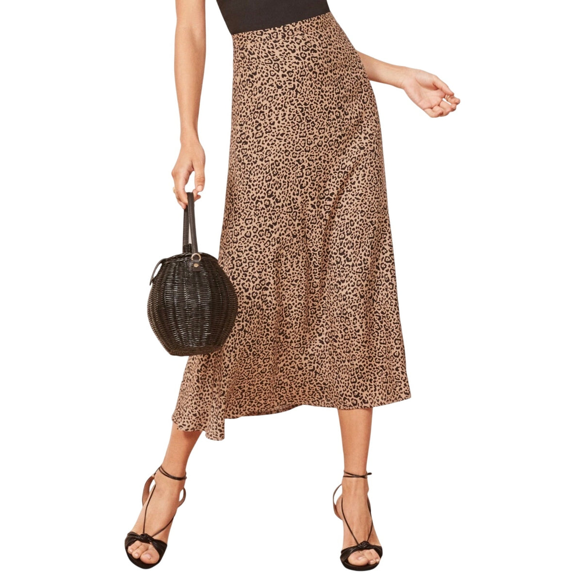 Reformation Leopard Print Brown Bea Skirt Size M