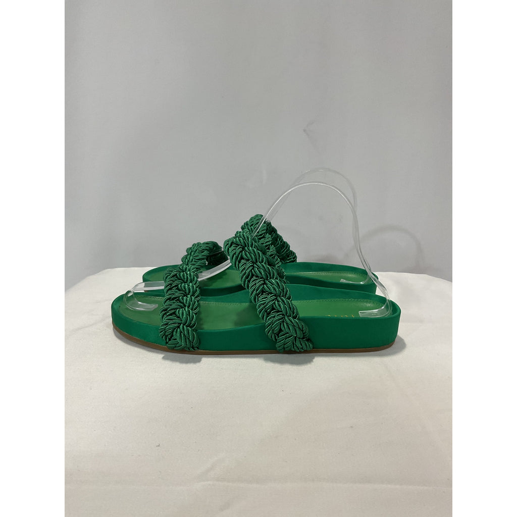 Joie 'Costance' GreenLeather Satin Slide Sandal Size 8 M