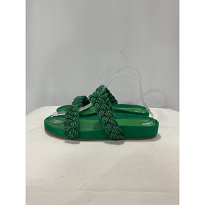 Joie 'Costance' GreenLeather Satin Slide Sandal Size 8 M