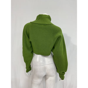L'Academie 'Maven' Green Turtleneck Crop Top / Blouse Size L