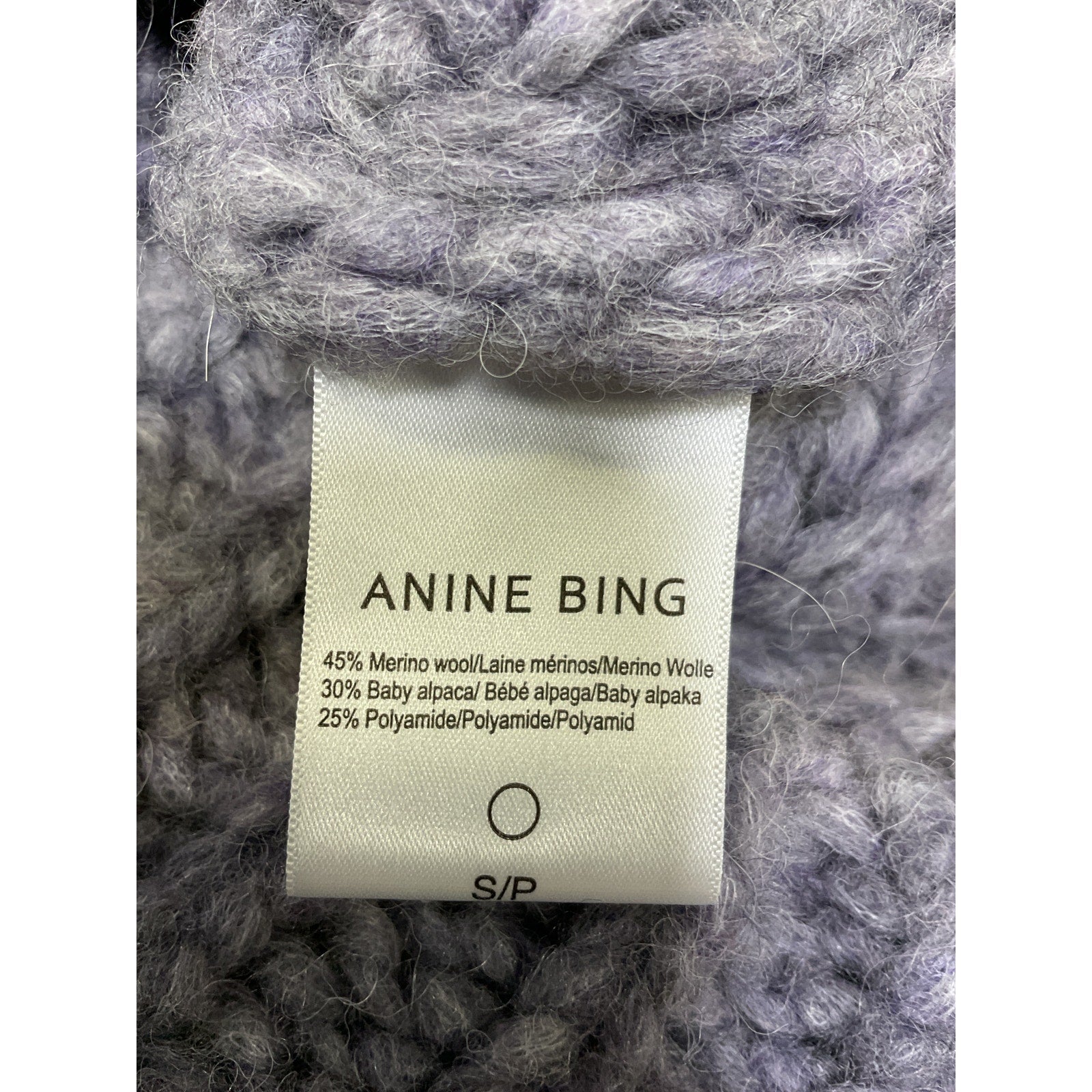 Anine Bing 'Iris' Purple Turtleneck Sweater Size S