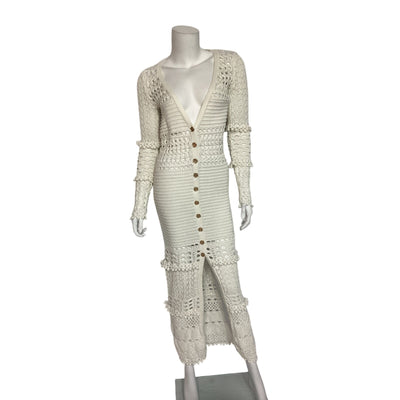Retrofête Knit Crochet Iridescent White Alaia Cardigan Size S