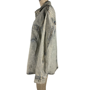 Alexander Wang Oversized Blue Crystal Stripe Shirt Size S NWT