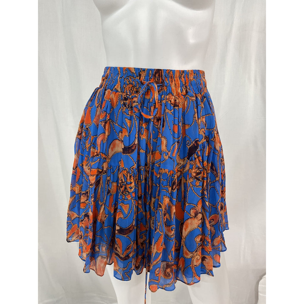 A.L.C. 'Lola' Blue Abstract Print Pattern Silk Mini Skirt Size 0