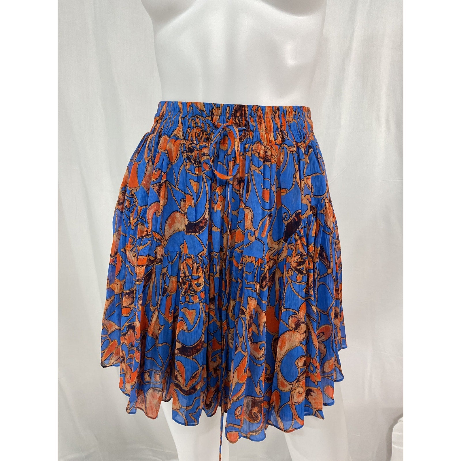 A.L.C. 'Lola' Blue Abstract Print Pattern Silk Mini Skirt Size 0