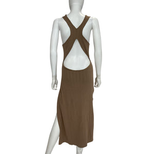 Michael Costello Sleek Taupe Variegated Rib Bodycon Dress Size M