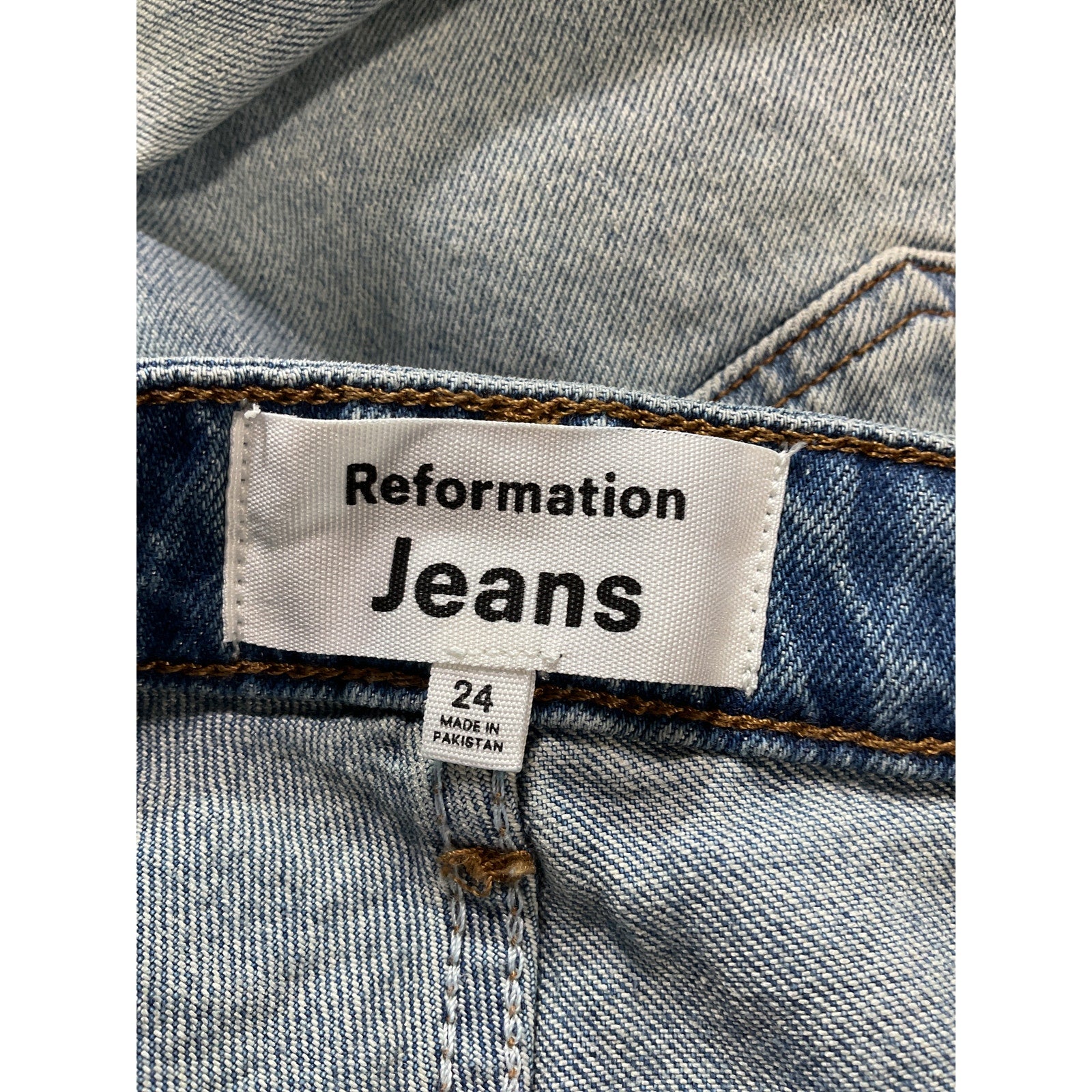 Reformation 'Cynthia' Blue Stretch High Rise Straight Denim Jeans Size 23