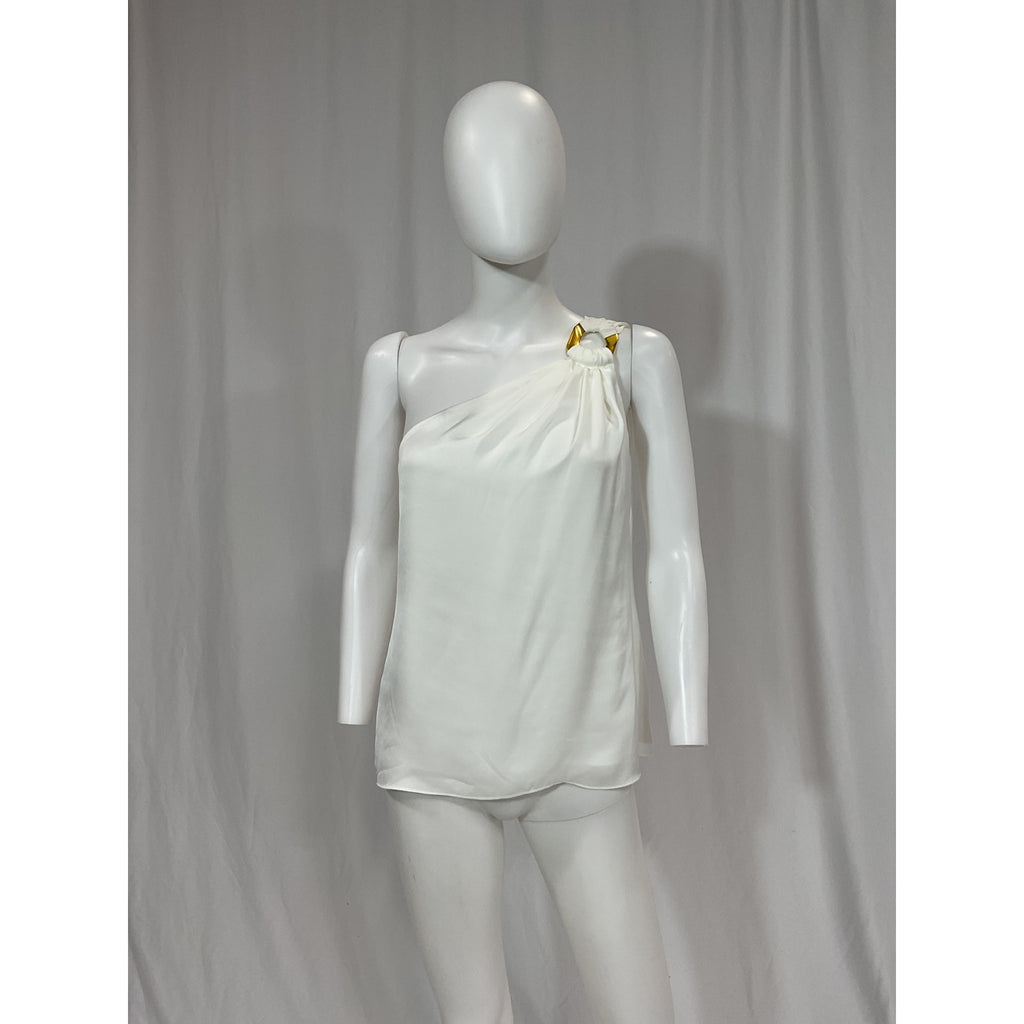 Ramy Brook 'Adda' White One-Shoulder Blouse Top Size S