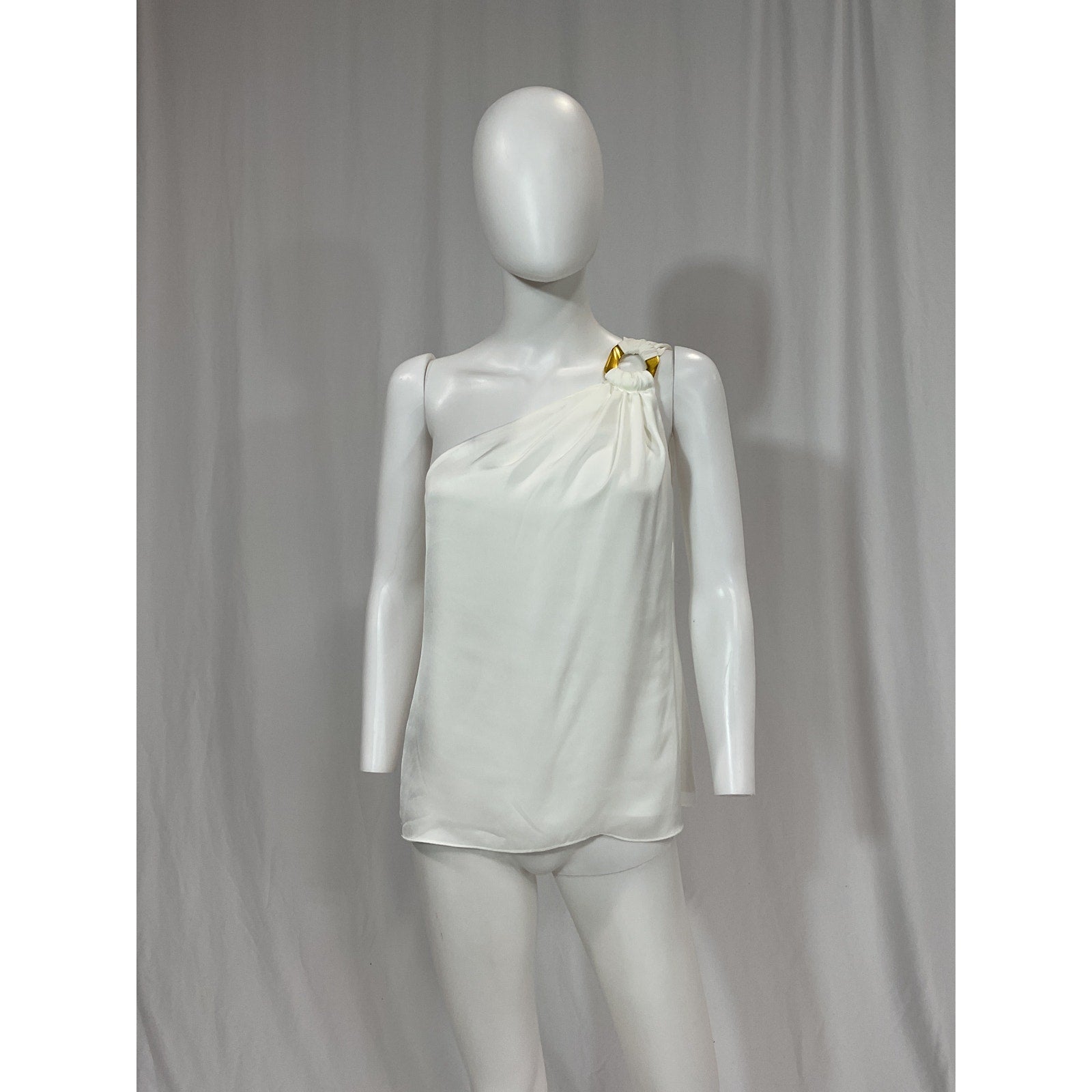 Ramy Brook 'Adda' White One-Shoulder Blouse Top Size S