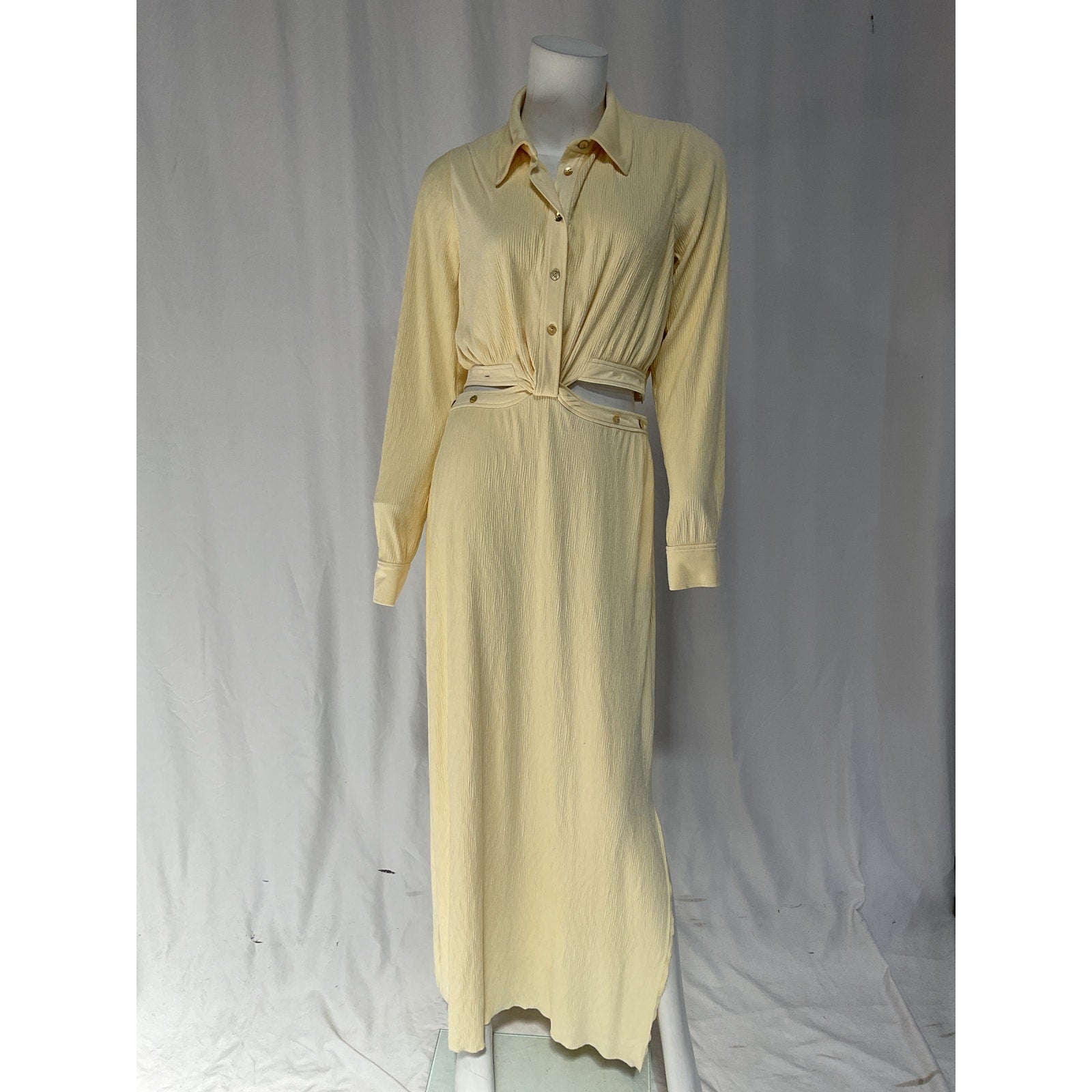 Simkhai 'Kelli' Yellow Vegan Suede Leather Shirt Dress Size S