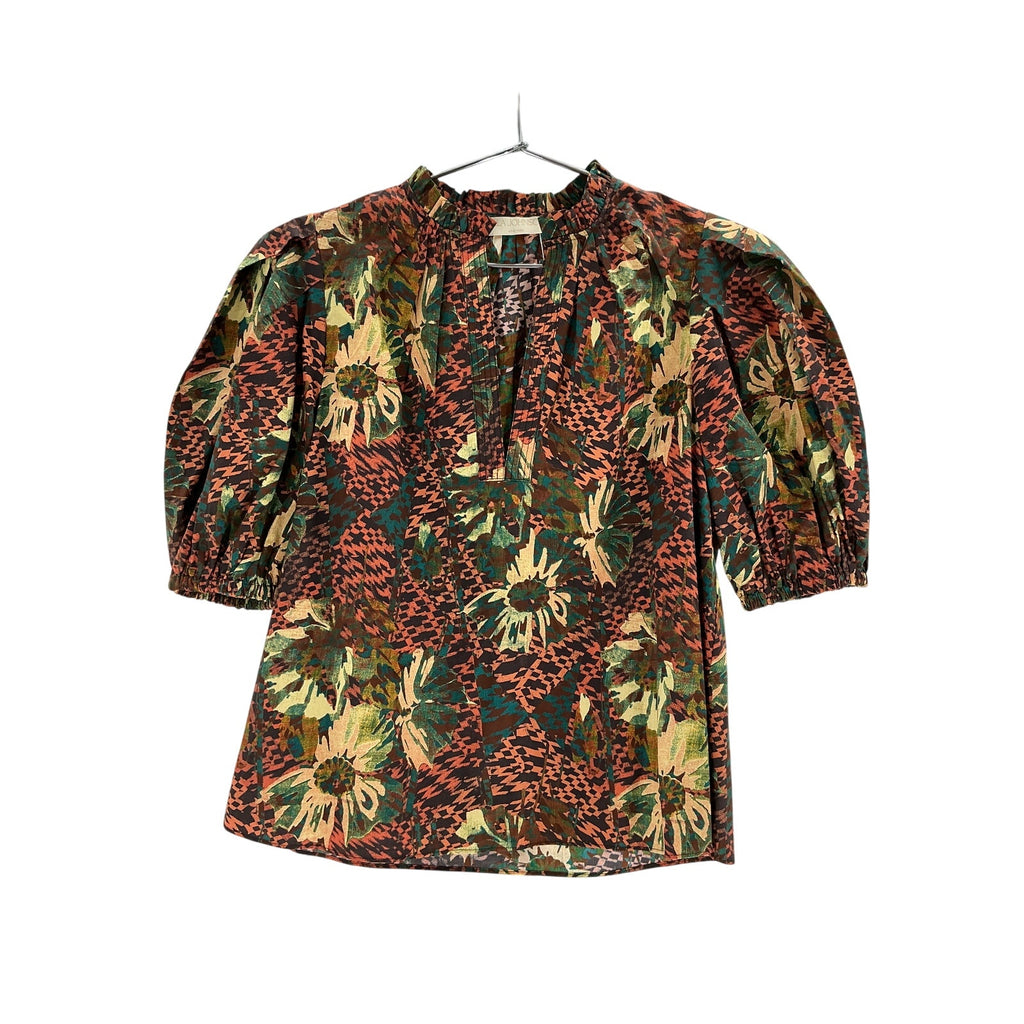 Ulla Johnson 'Tillie' Orange Cotton Floral Top Size 0