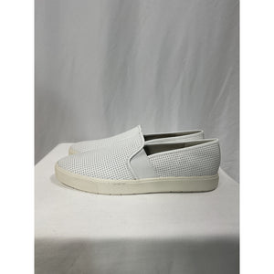Vince 'Blair' White Crosshatched Leather Slip-On Sneakers Size 9