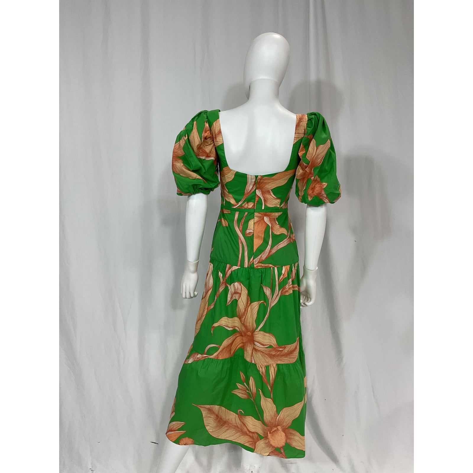 Johanna Ortiz Floral Print Green Midi Length Dress Size 0