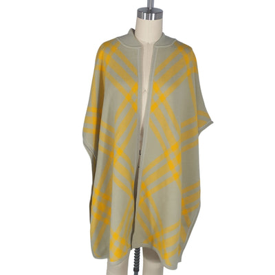 Burberry Elegant Hunter Mimosa Carly Check Wool Cape