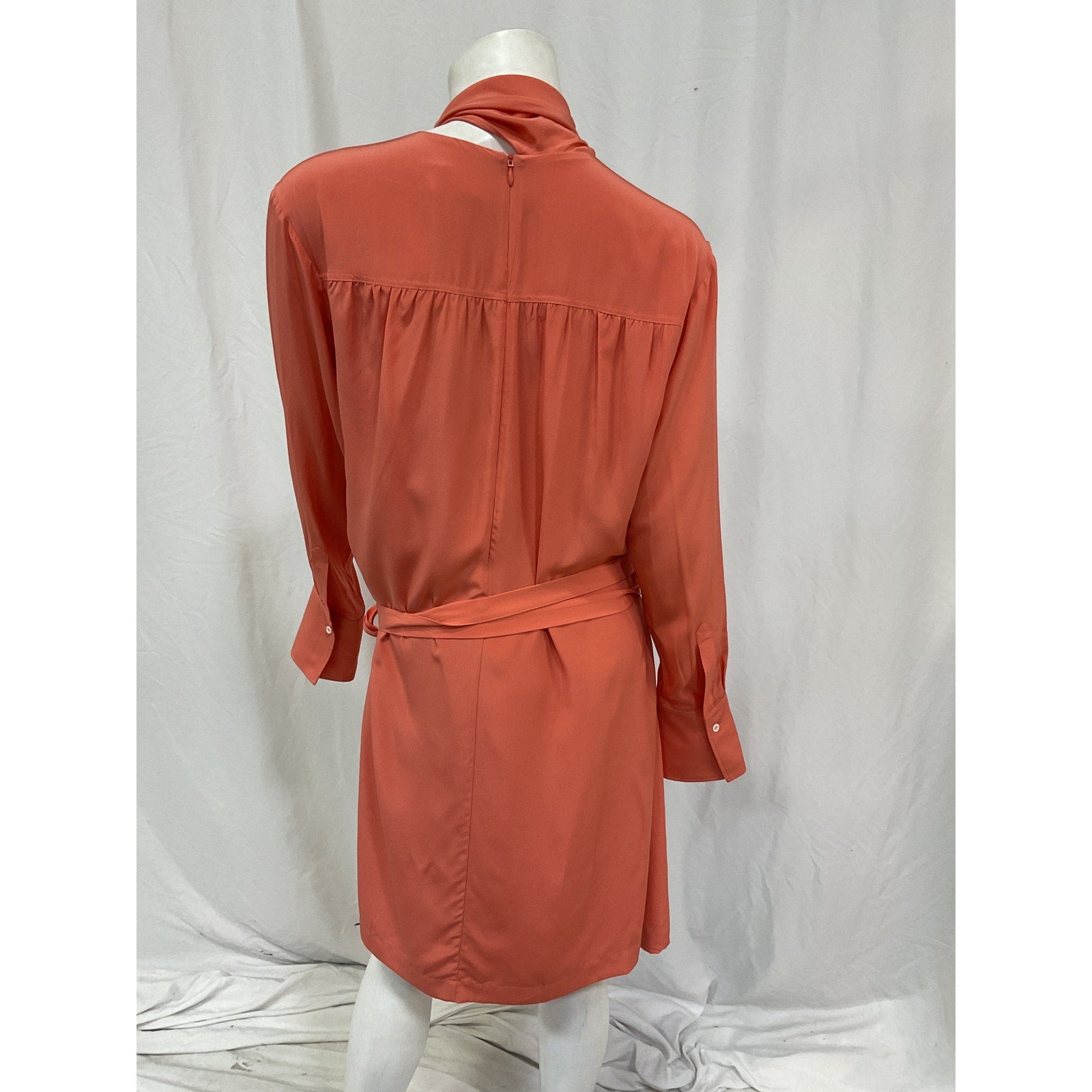 Victoria Beckham Pleated Orange Silk Mini Dress Size 8 US / UK 12